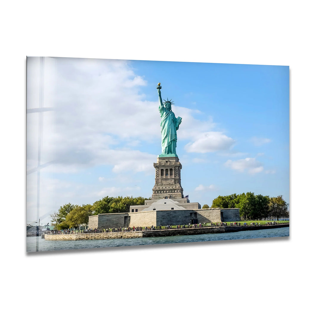 Statue of Liberty Glass Wall Art – Majestic New York Landmark in Daylight - MyPhotoStation