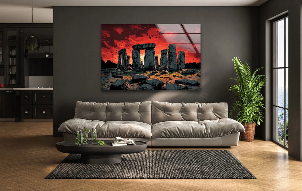 Stonehenge Sunset Glass Wall Art – Ancient Landscape - MyPhotoStation