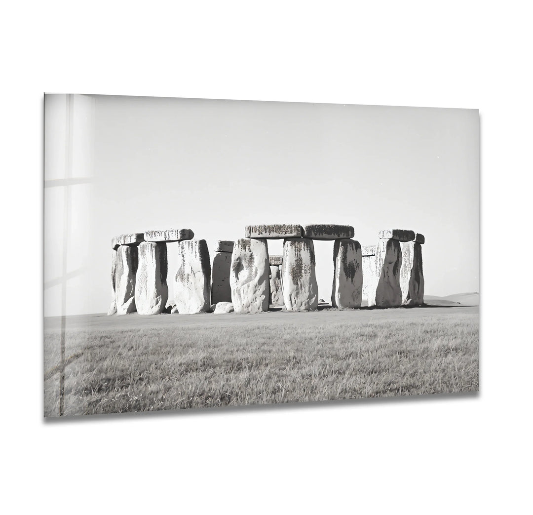 Stonehenge Black & White Wall Art - Glass Kitchen Backsplash - MyPhotoStation
