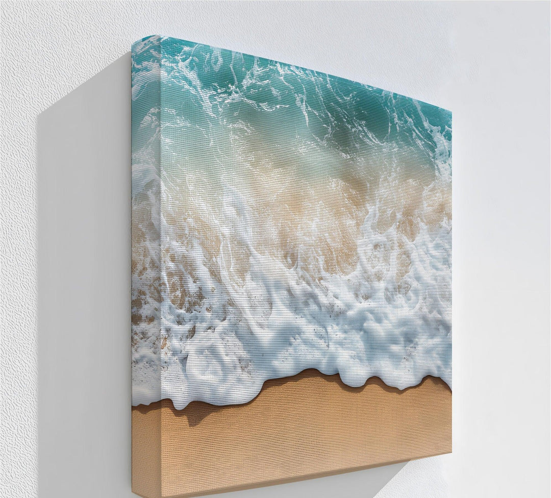Immerse your walls in serenity with this ocean wave canvas print, featuring crystal-clear water meeting the shore in a peaceful coastal scene.