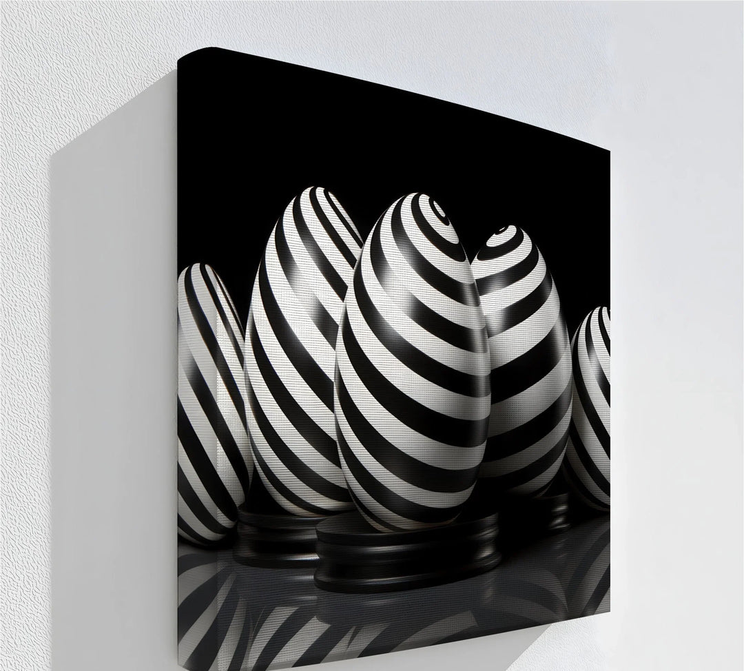 Modern Spiral Egg Pattern – Black & White Canvas Print - MyPhotoStation
