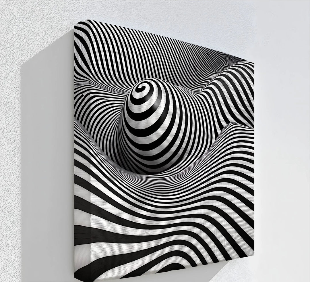 Hypnotic Spiral Wave Illusion – Black & White Canvas Print - MyPhotoStation