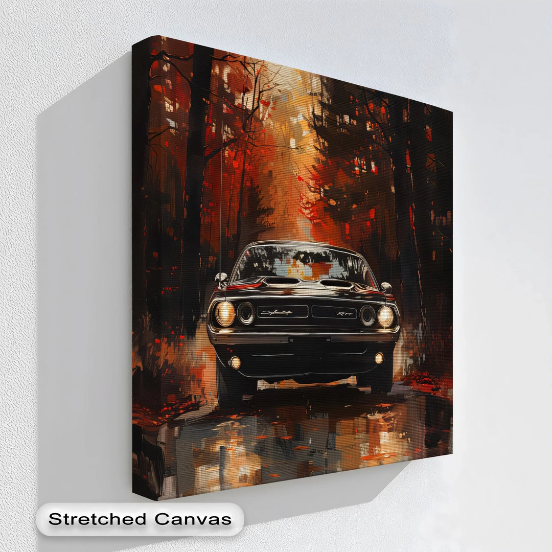 Dodge Challenger in Autumn Forest – Car Canvas Print - MyPhotoStation