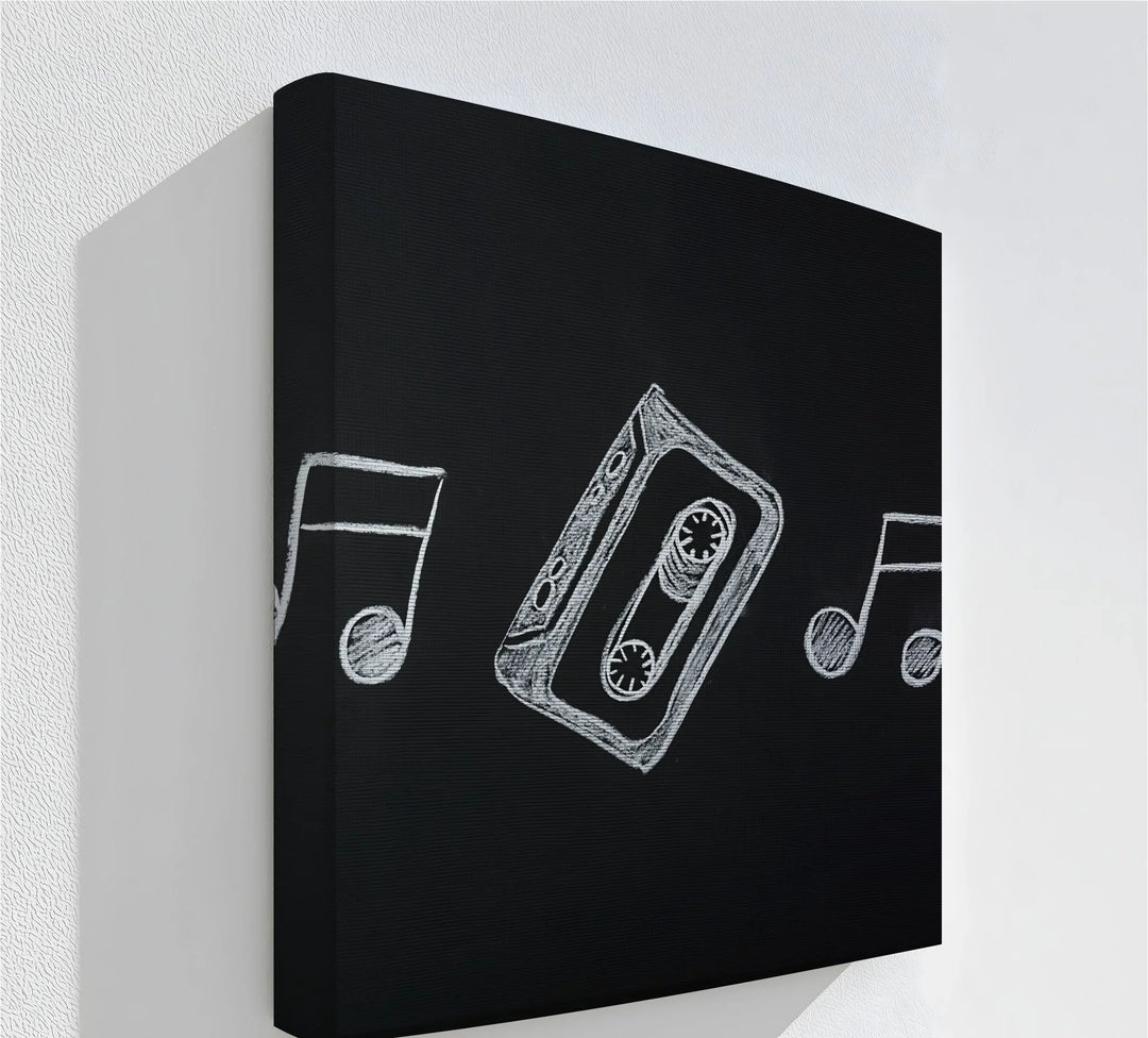 Retro Cassette Tape Chalk Drawing – Blackboard Music Canvas Prints - MyPhotoStation