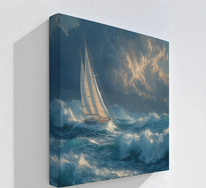 Racing the Storm – Dramatic Ocean Sailboat Scene Canvas Print - MyPhotoStation
