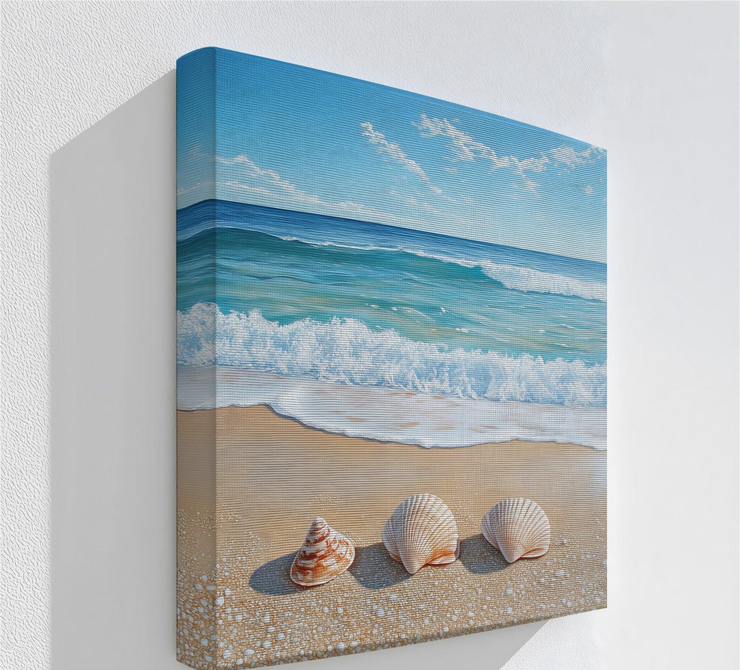 Tranquil Shoreline – Seashells and Waves Canvas Print - MyPhotoStation