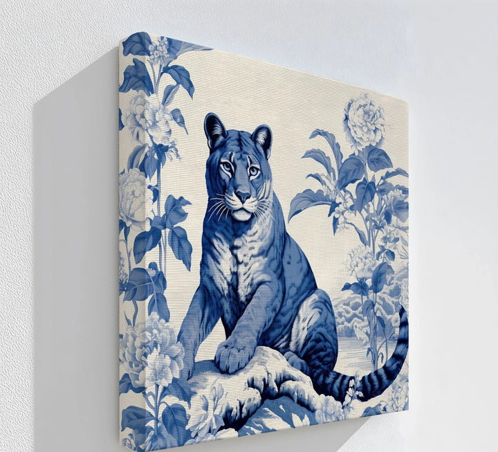 Blue Tiger Among Blossoms – Botanical Jungle Canvas Print - MyPhotoStation
