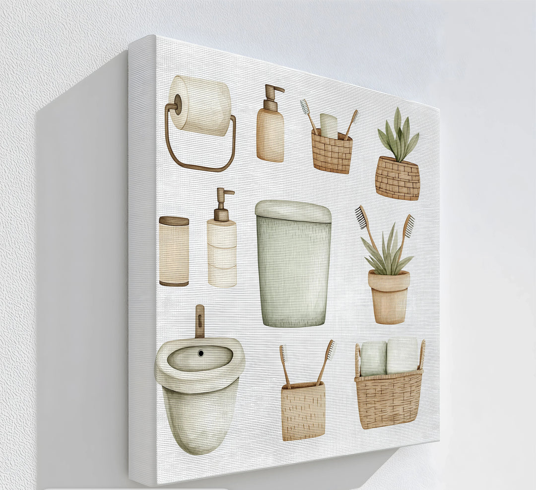 Calm & Clean – Minimal Bathroom Essentials Canvas Print - MyPhotoStation