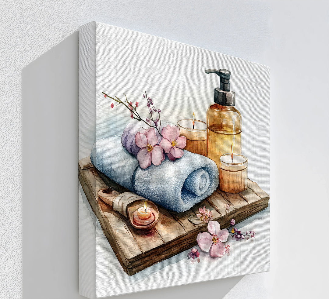 Serenity Spa – Towel & Candle Bathroom Canvas Print - MyPhotoStation