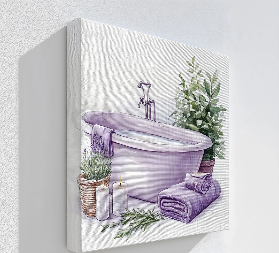 Lavender Escape – Relaxing Purple Bathtub Canvas Print - MyPhotoStation