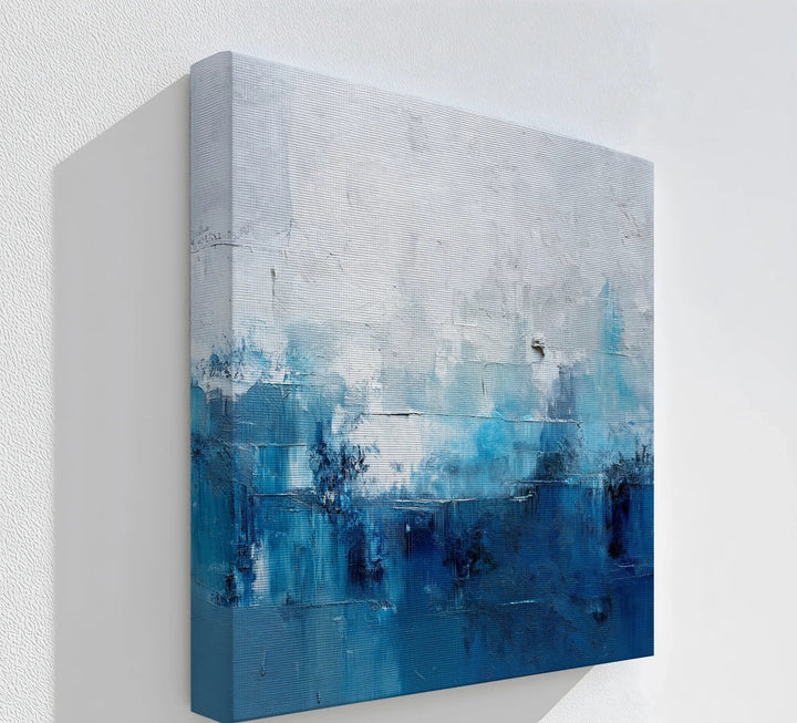 Ocean Mist Abstraction – Blue and White Textured Canvas Print - MyPhotoStation
