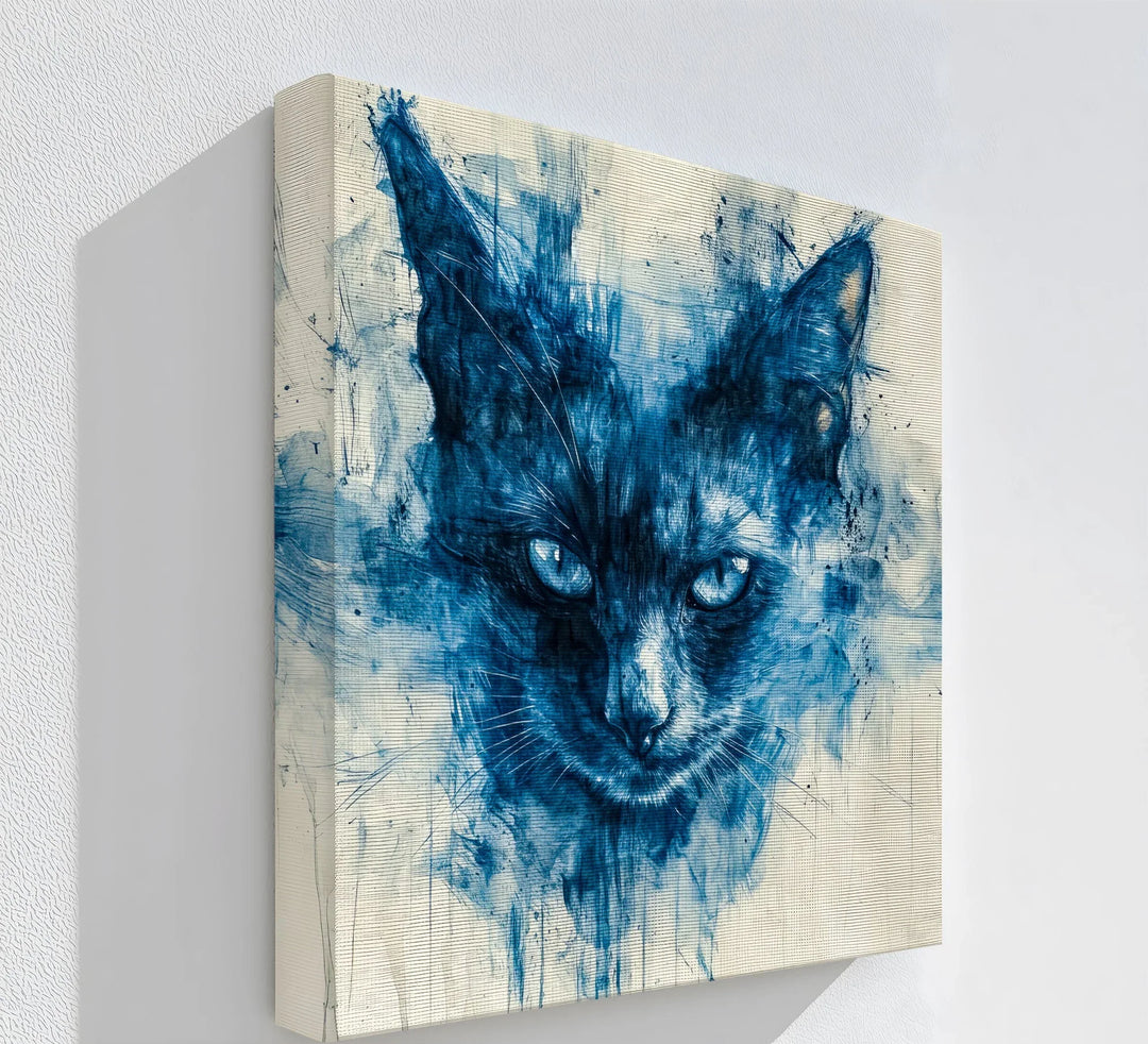 Mystic Blue Cat – Abstract Watercolor Canvas Print - MyPhotoStation