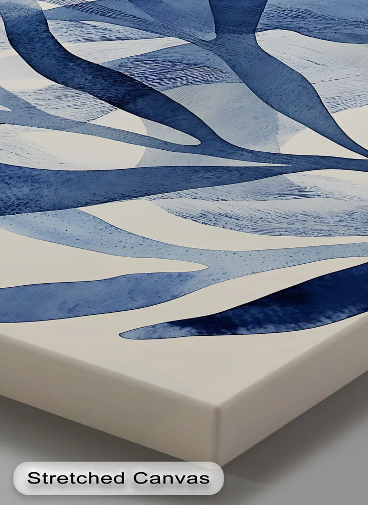 Modern Blue Leaf Abstract – Elegant Botanical Canvas Prints - MyPhotoStation