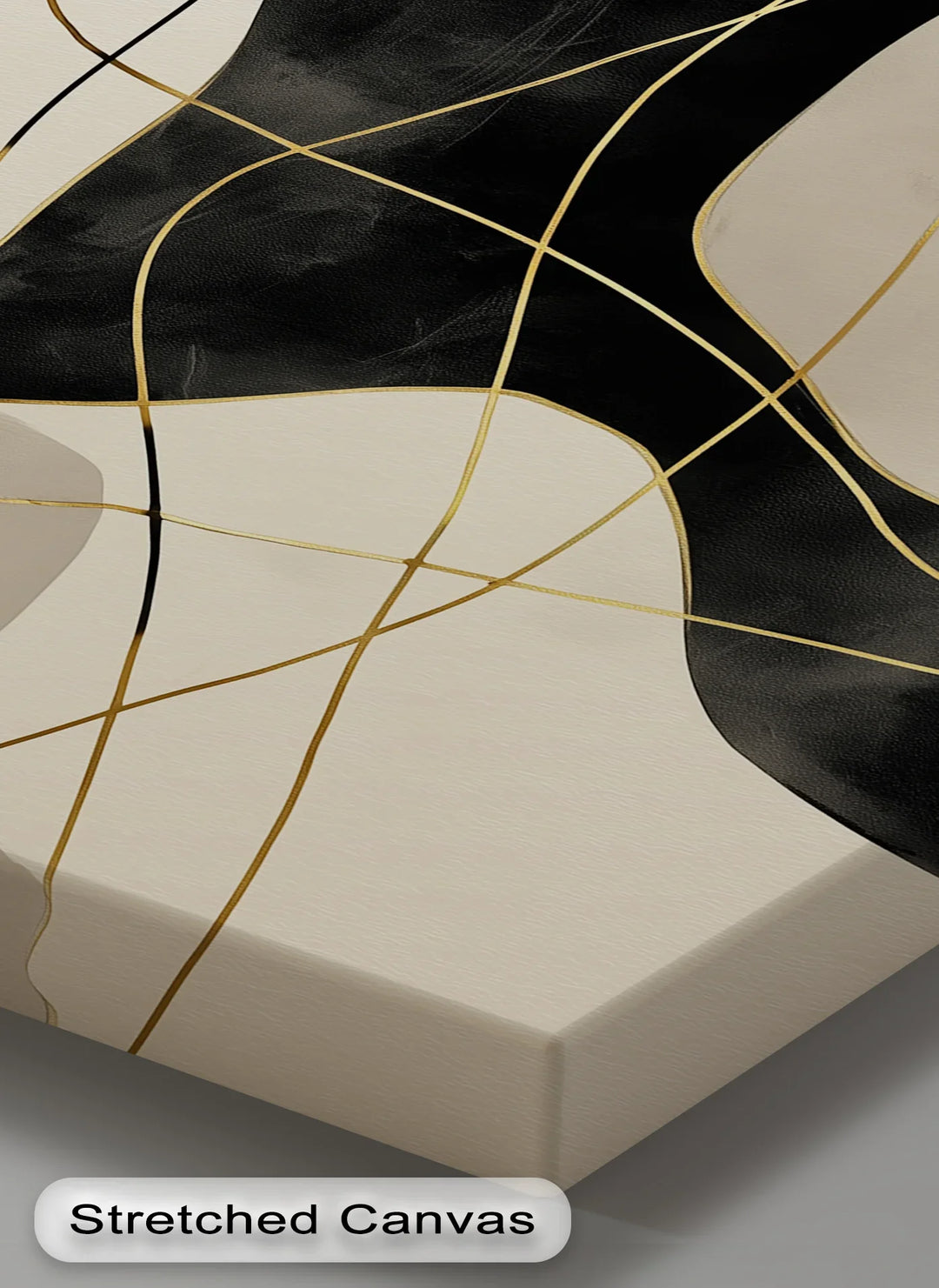 Golden Balance – Modern Black and Gold Abstract Canvas Print - MyPhotoStation