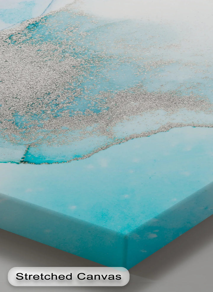 Arctic Glimmer – Icy Blue and Silver Abstract Blue Canvas Prints - MyPhotoStation