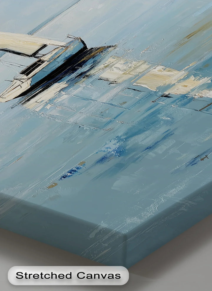 Solitary Sail – Tranquil Seascape with Reflection Boat Canvas Print - MyPhotoStation