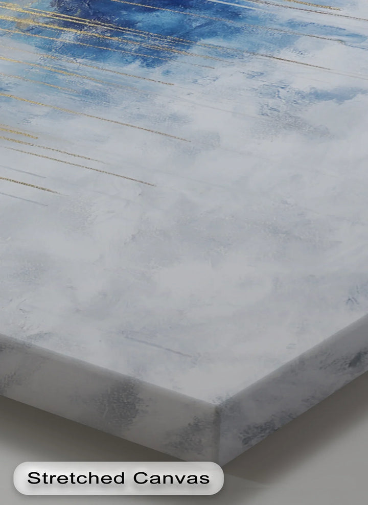 Golden Skyline on Stormy Blue – Luxury Abstract Canvas Print - MyPhotoStation