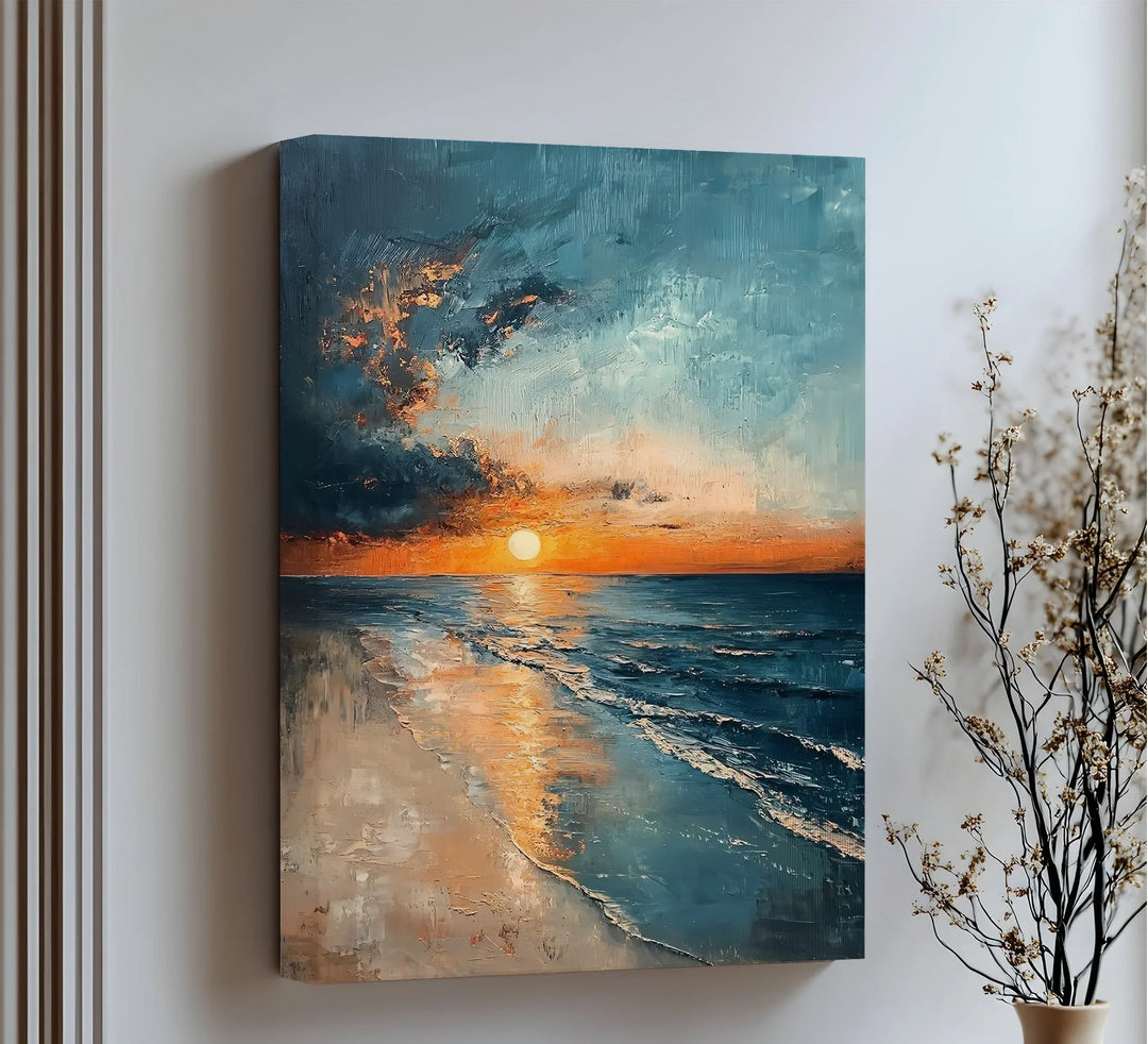Sunset Serenity Over Ocean Shore – Tranquil Seascape Canvas Print - MyPhotoStation