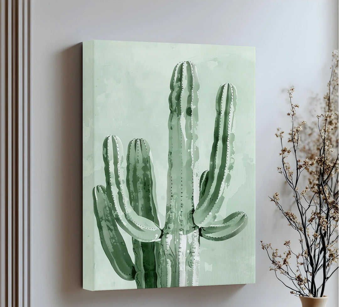 Modern Cactus Silhouette – Minimalist Desert Canvas Print - MyPhotoStation