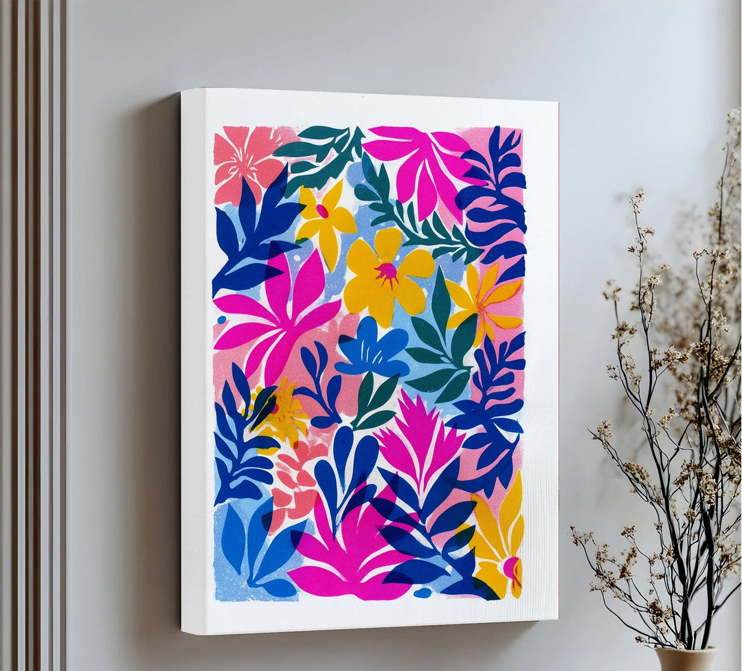 Tropical Bloom Explosion – Colorful Floral Abstract Canvas Print - MyPhotoStation