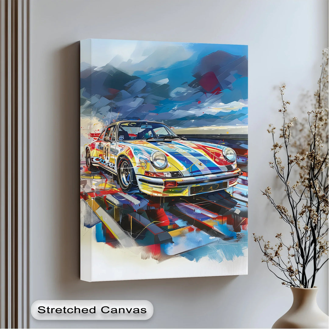 Vibrant Porsche Speed Racer in Abstract Colors – Car Canvas Print - MyPhotoStation