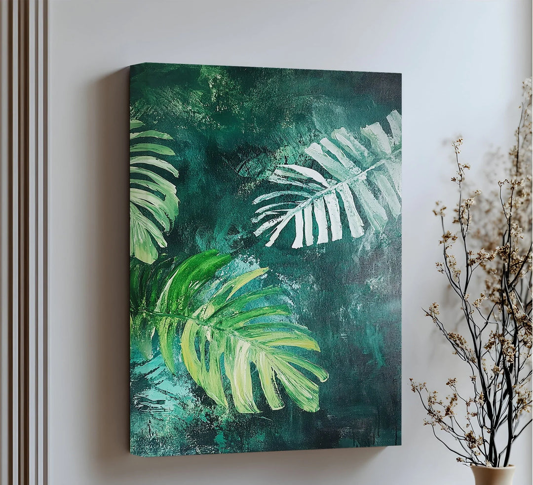 Tropical Monstera Brushstrokes – Lush Leaf Canvas Print - MyPhotoStation