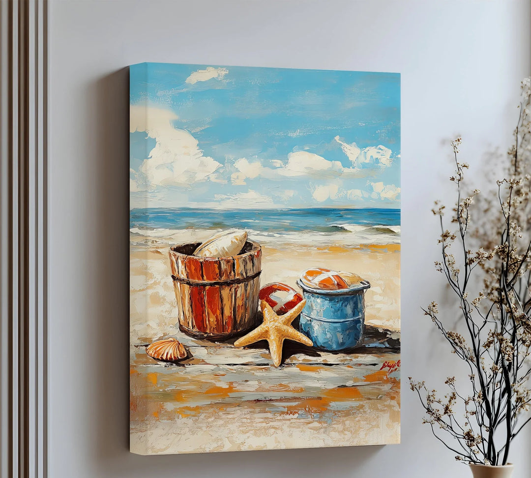 A nostalgic beach scene brought to life on canvas prints—perfect for coastal decor lovers.