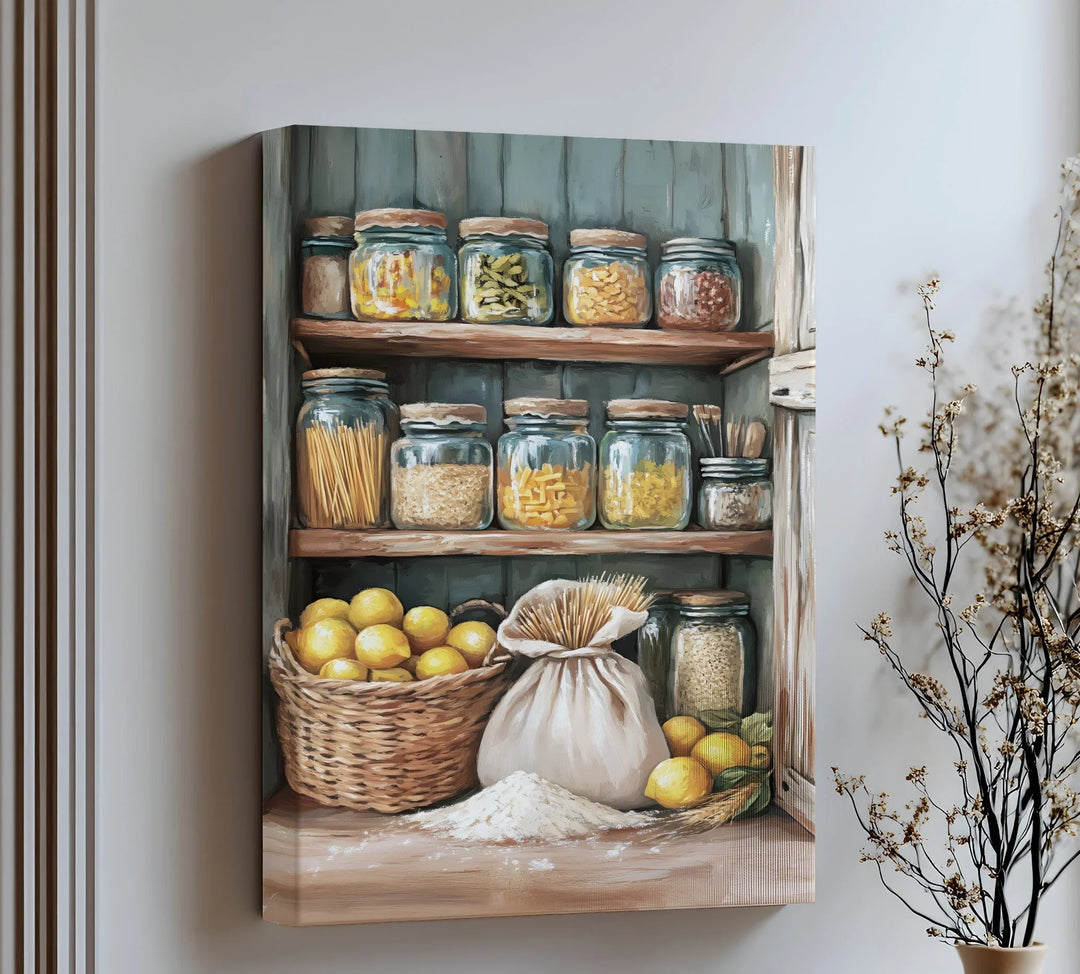 Rustic Pantry Stock – Mediterranean Kitchen Shelf Canvas Print - MyPhotoStation