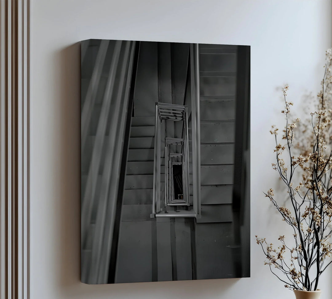 Step into modern elegance with this bold canvas wall art of architectural symmetry and depth.