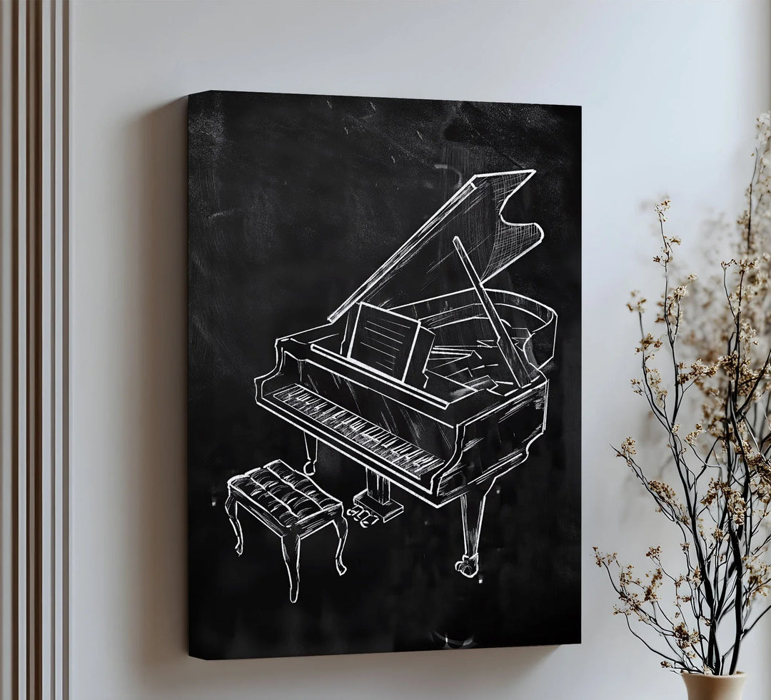 Chalkboard Grand Piano – Music-Inspired Canvas Wall Art - MyPhotoStation