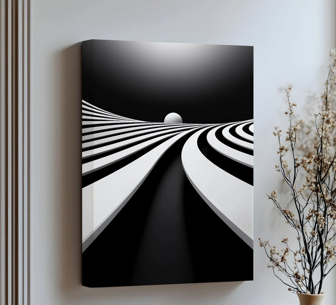 Minimalist Horizon Flow – Black & White Canvas Print - MyPhotoStation