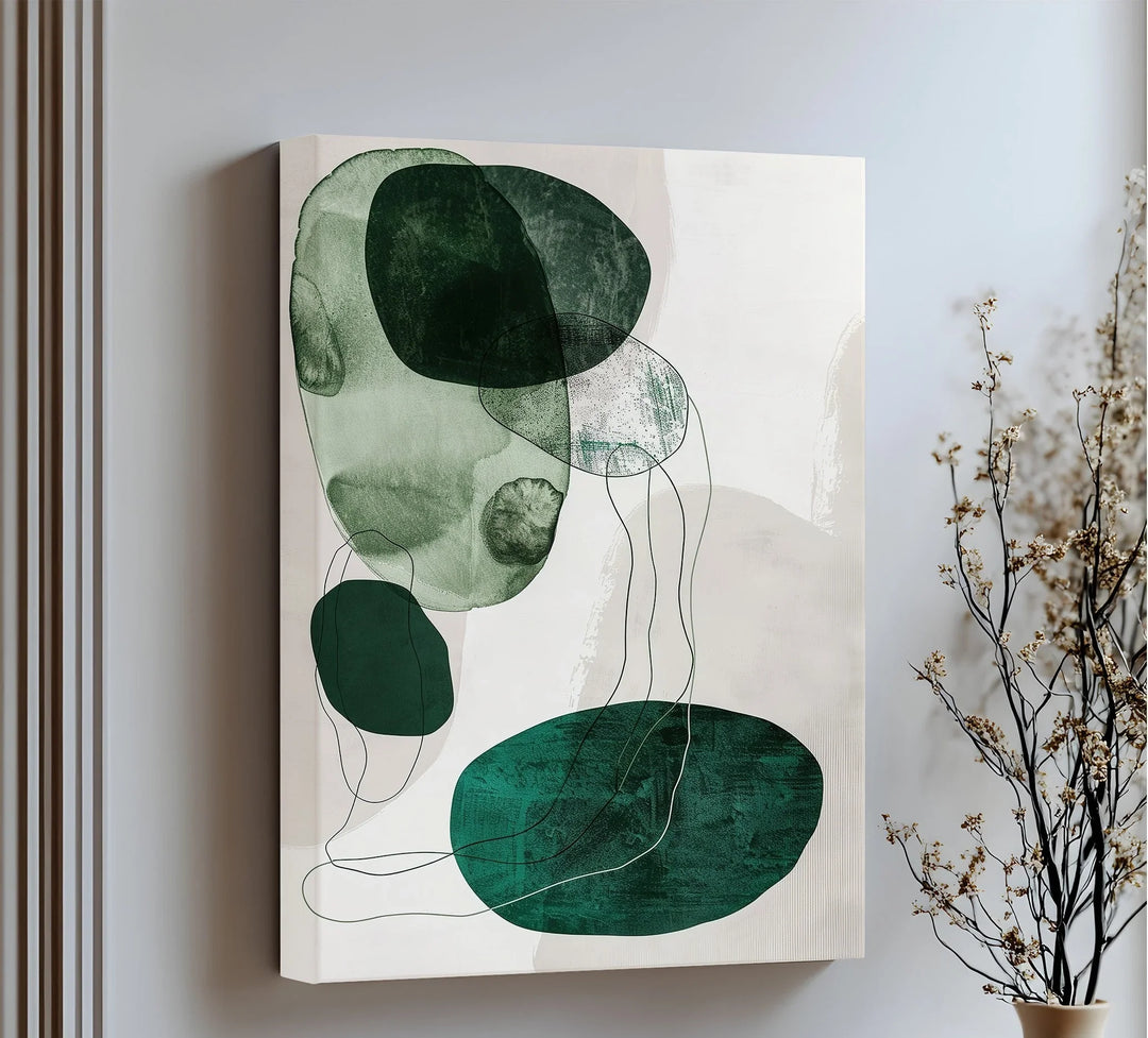 Floating Emerald Forms – Contemporary Abstract Canvas Print - MyPhotoStation