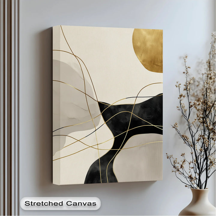 Golden Balance – Modern Black and Gold Abstract Canvas Print - MyPhotoStation