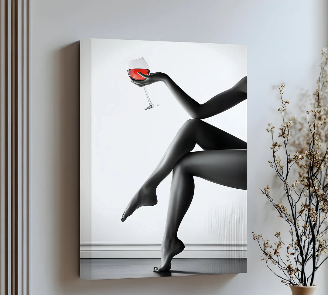 Red Elegance – Feminine Form with Wine Glass Canvas Print - MyPhotoStation