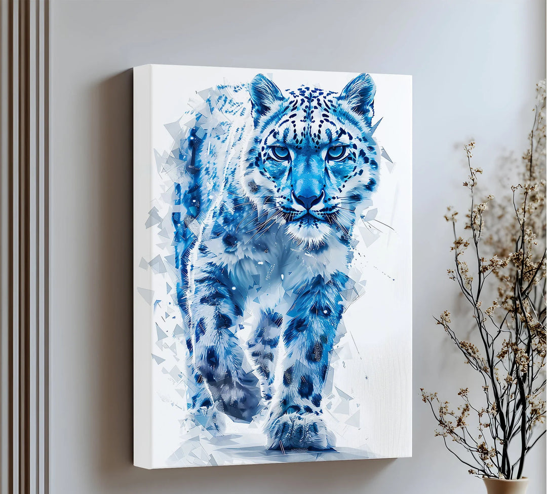 Frostborn Majesty – Blue Snow Leopard in Shattered Ice Style Canvas Prints - MyPhotoStation