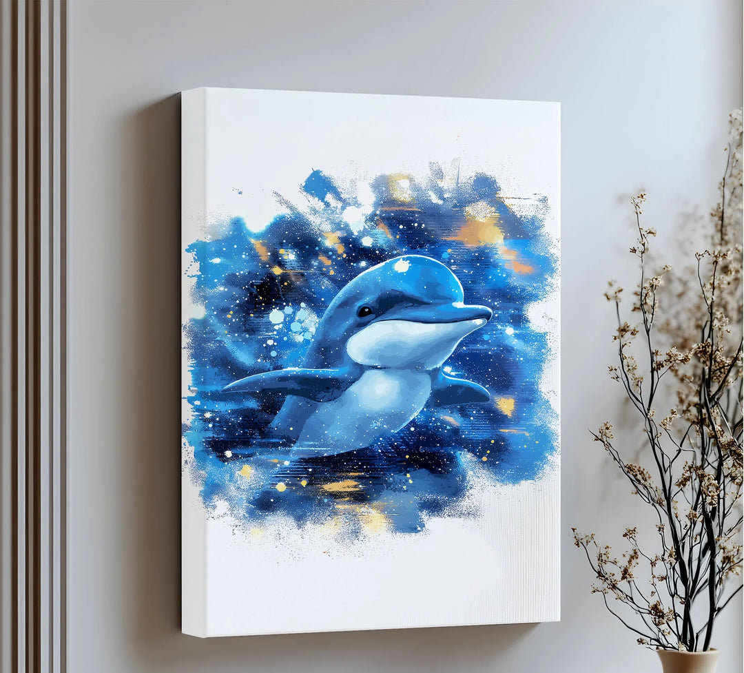 Joyful Ocean Splash – Playful Dolphin Blue Canvas Prints - MyPhotoStation