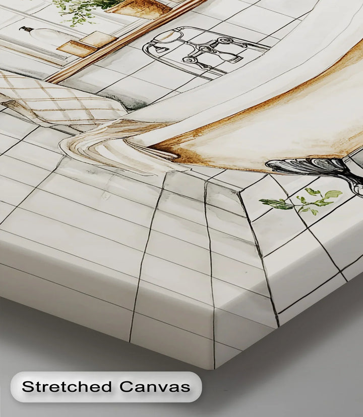 Clawfoot Bathtub in White Tile - Canvas Print - MyPhotoStation