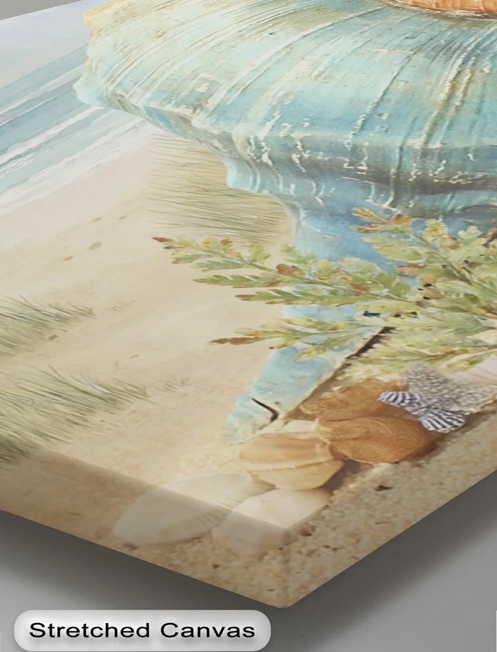 Coastal Tranquility – Sea Shell on the Shoreline Canvas Print - MyPhotoStation