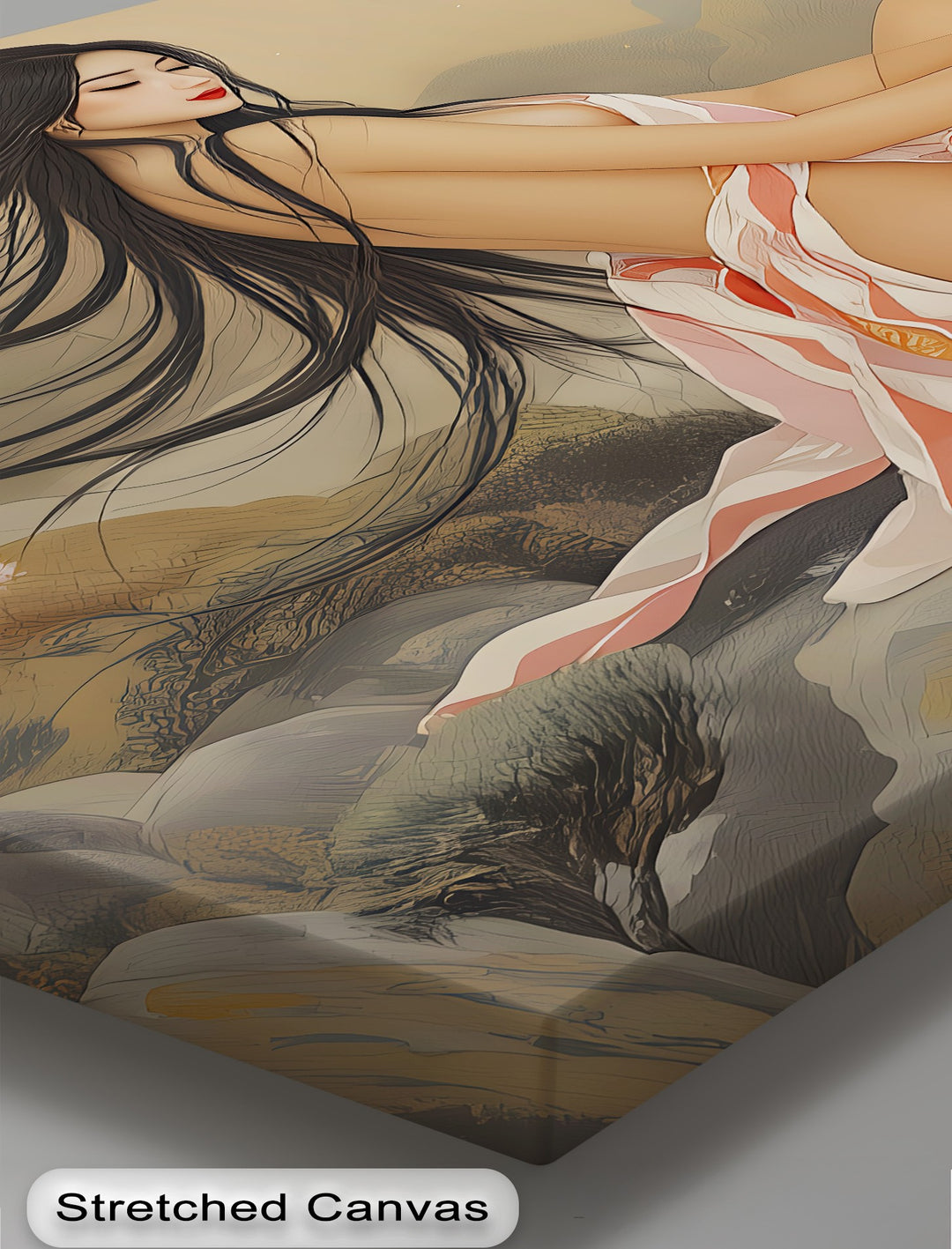 Asian Woman with Cherry Blossoms – Erotic Canvas Wall Art | Nude Art