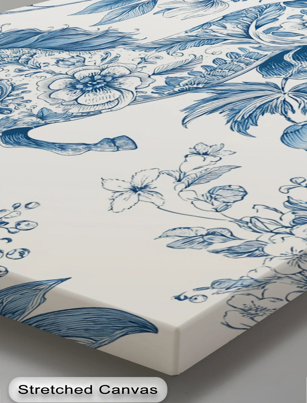 Floral Stallion Illustration – Blue Botanical Horse Canvas Print - MyPhotoStation