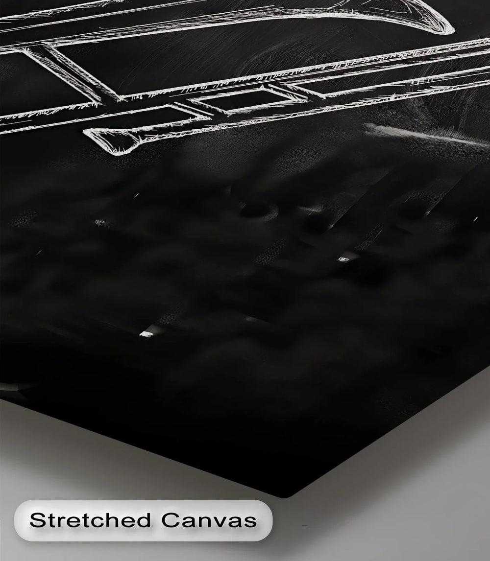 Trombone Chalk Sketch – Black and White Music Canvas Prints - MyPhotoStation