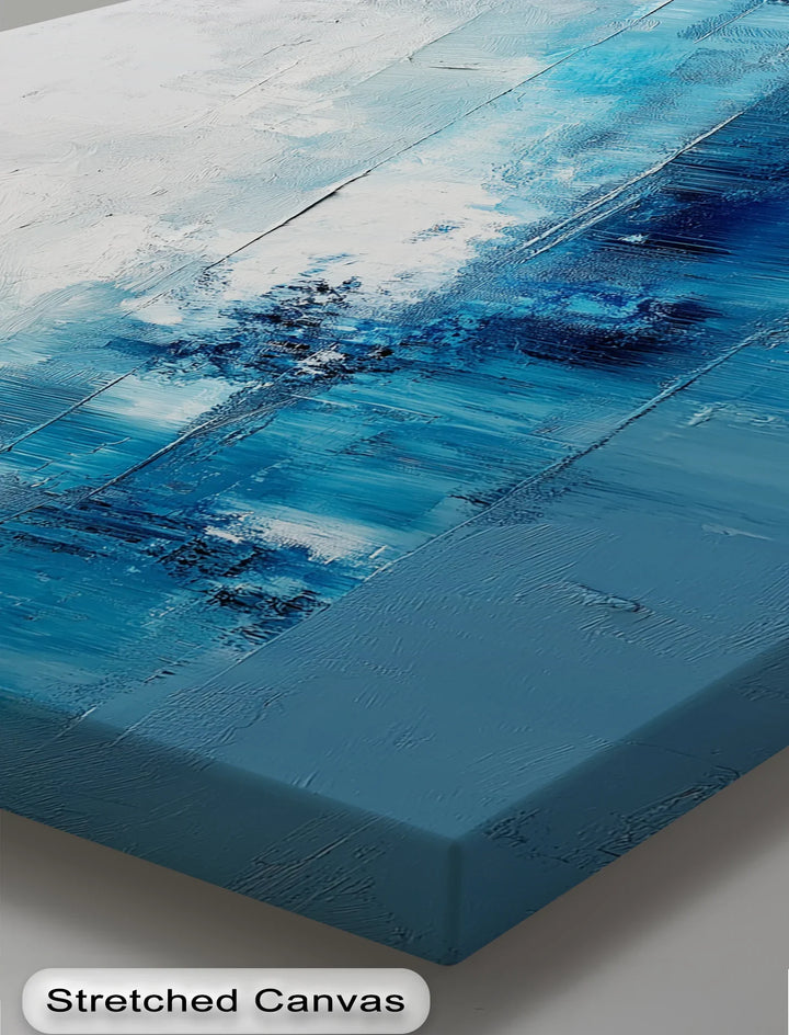 Ocean Mist Abstraction – Blue and White Textured Canvas Print - MyPhotoStation