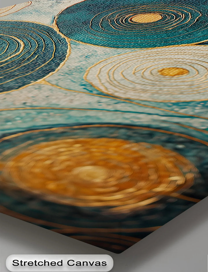 Golden Spiral Blossoms – Teal and Gold Abstract Canvas Print - MyPhotoStation