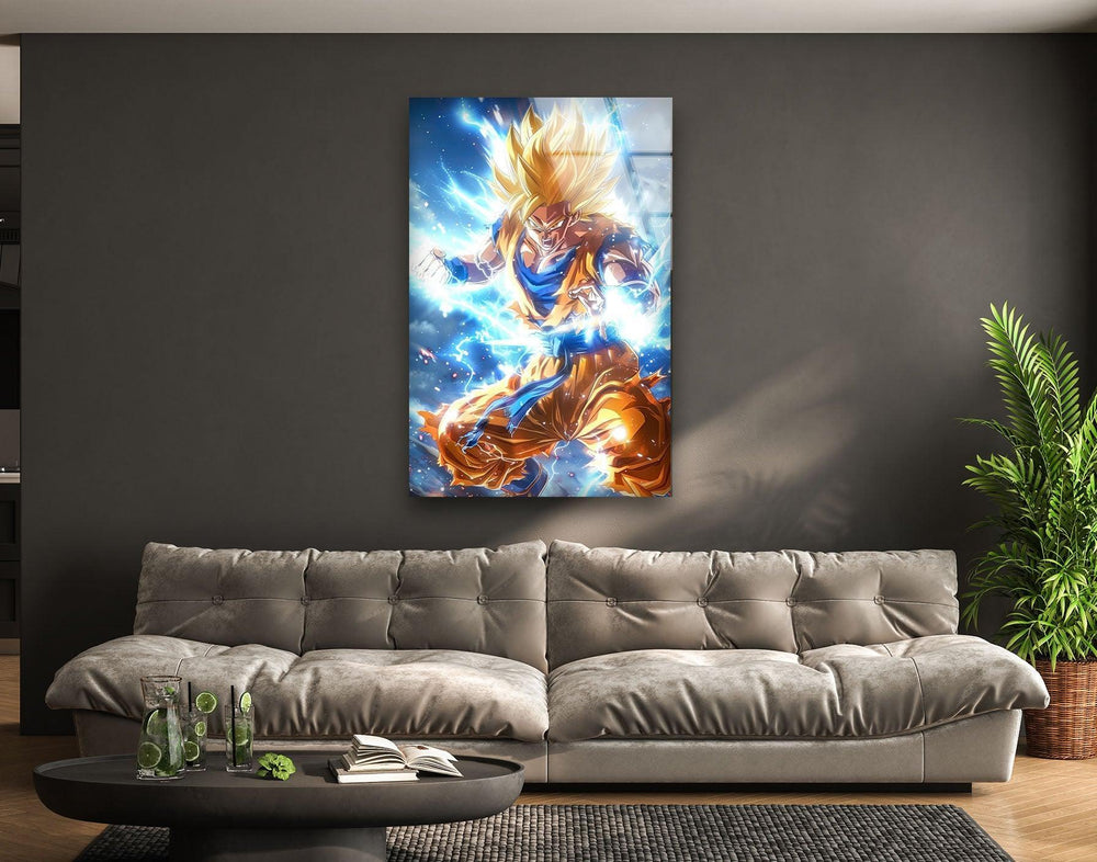 Super Saiyan Energy Glass Wall Art glass wall decor, glass wall art decor