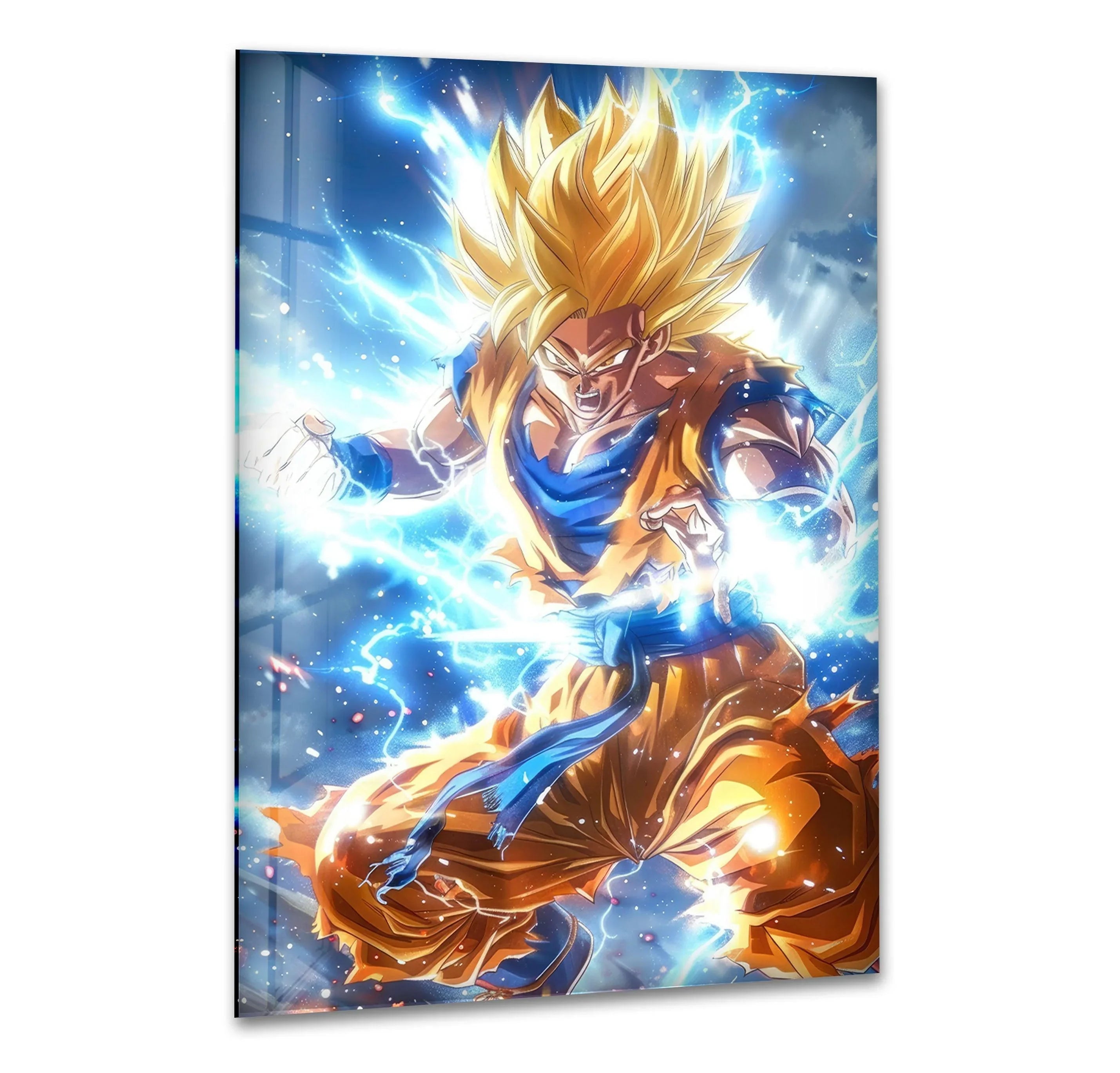 Super Saiyan Energy Glass Wall Art print picture on glass, Tempered Glass Wall Art