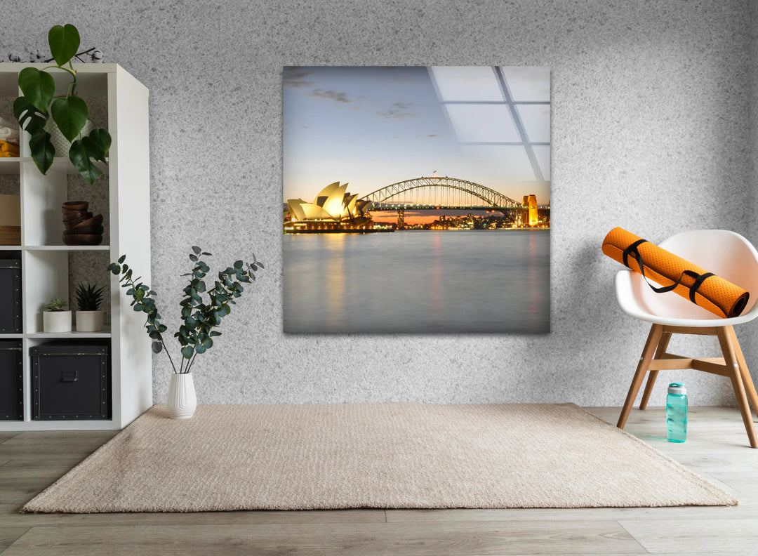 Sydney Harbour Glass Wall Art – Iconic Australian Landmark with Opera House & Harbour Bridge - MyPhotoStation