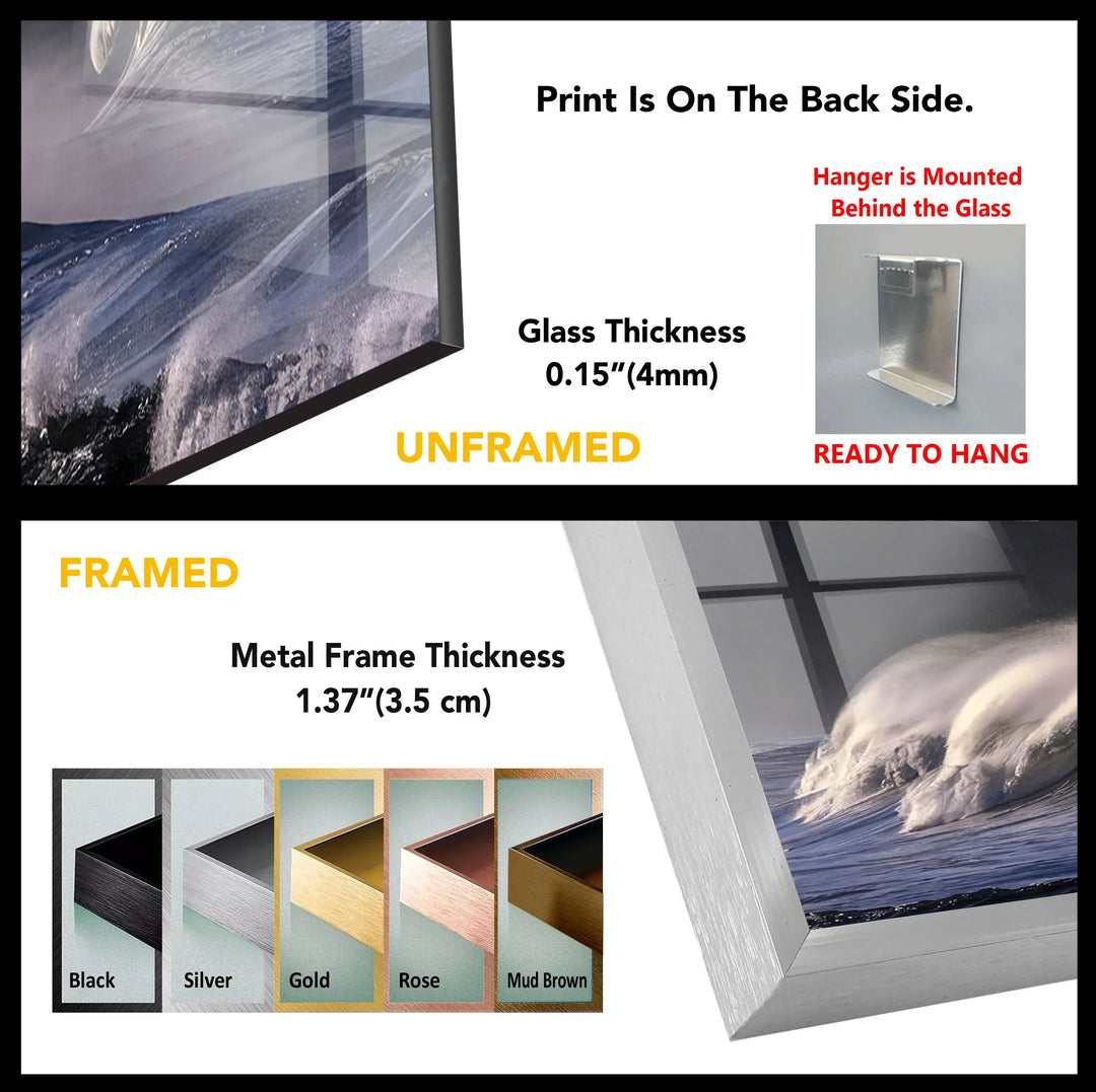 Stormy Ocean Waves Wall Art – Dramatic Coastal Glass Print with Dark Sea Cliffs for Modern Interiors - MyPhotoStation