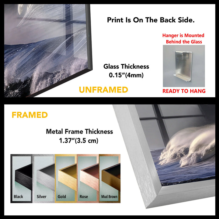 Stormy Ocean Waves Wall Art – Dramatic Coastal Glass Print with Dark Sea Cliffs for Modern Interiors - MyPhotoStation