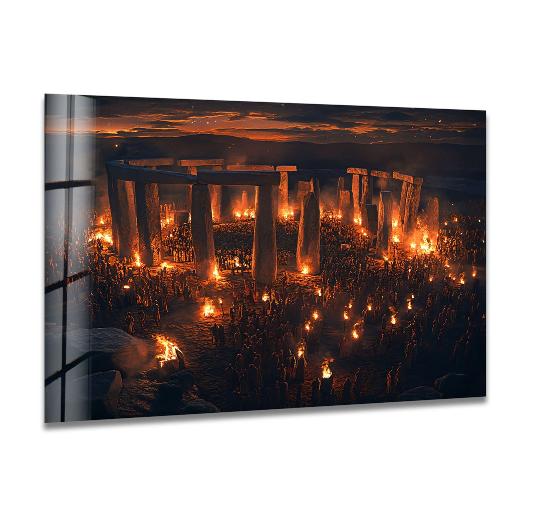 Stonehenge Glass Wall Art - Nighttime Ritual - MyPhotoStation