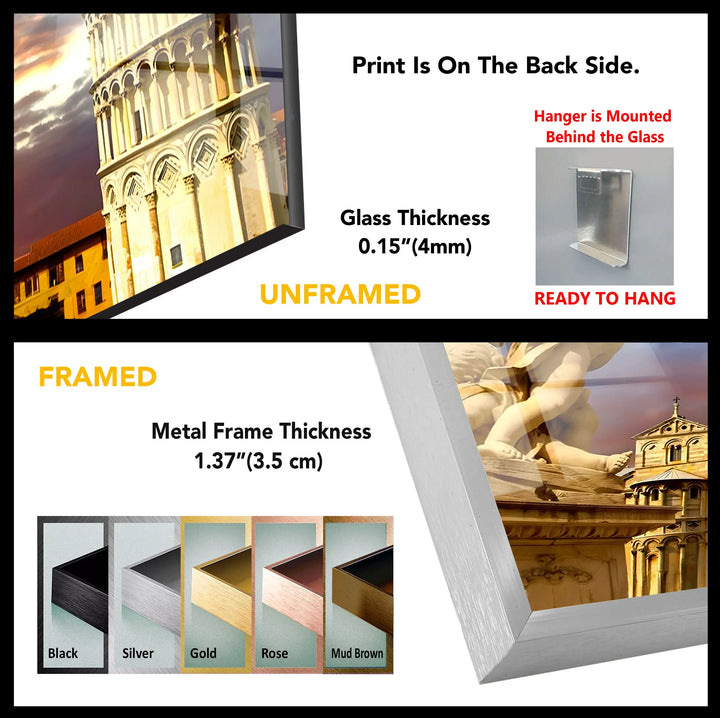Leaning Tower of Pisa Glass Wall Art – Stunning View of Italy’s Iconic Landmark at Sunset - MyPhotoStation